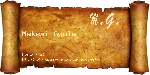 Maksai Gyula névjegykártya